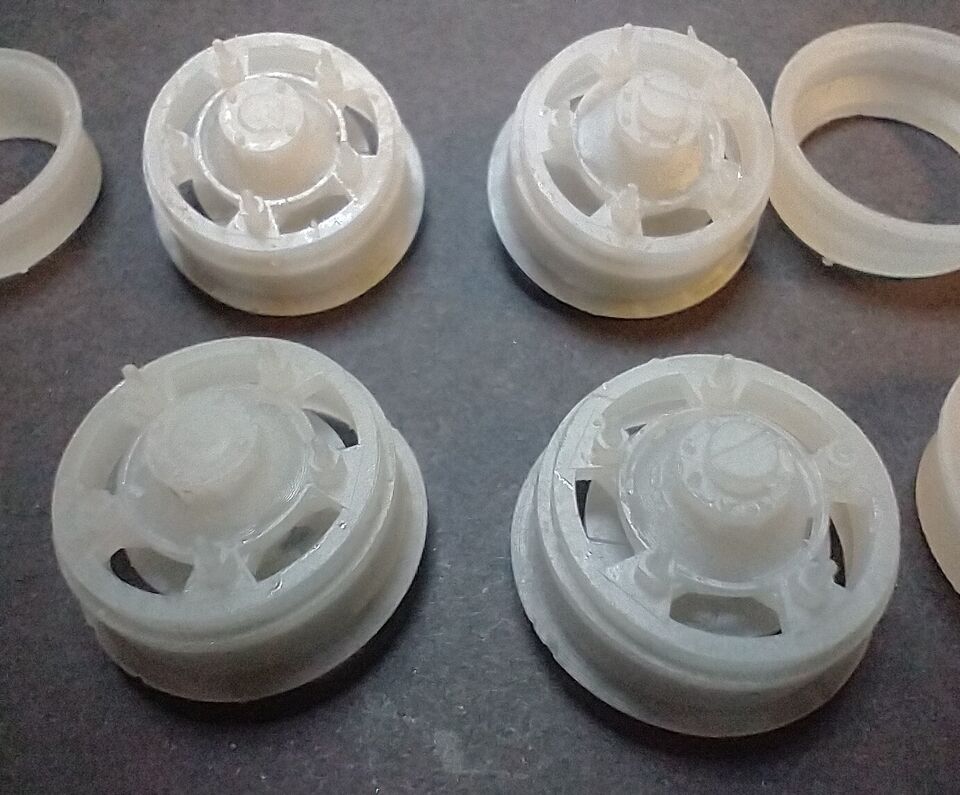 1/25 'Wide 5' LATE MODEL WHEELS/ WILWOOD HUBS - 3D PRINTED! FRONT & REARS