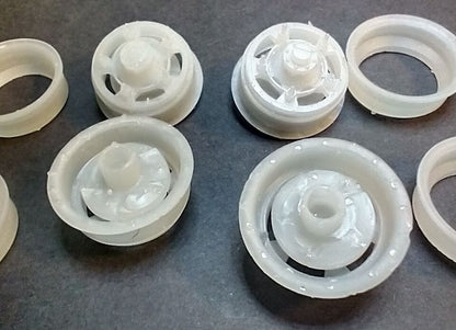 1/25 'Wide 5' LATE MODEL WHEELS/ WILWOOD HUBS - 3D PRINTED! FRONT & REARS